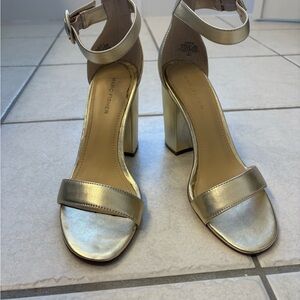 Marc Fisher Metallic Gold Block Heel Sandals